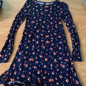 GIRLS 13-14 FLORAL LONG SLEEVE DRESS